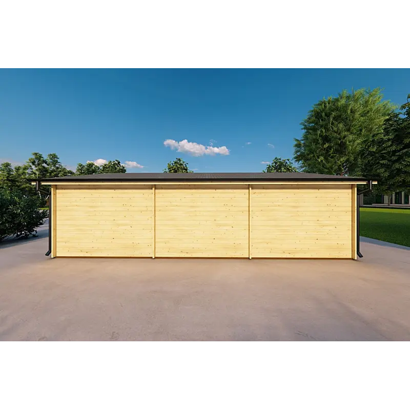 Garage in bois TRIPLE 9x6, 44mm, vue arrière