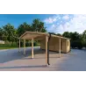 Abri voiture en bois DOUBLE avec remise 6x7, 44mm, façade côté droit