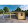 Abri voiture en bois DOUBLE avec remise 6x7, 44mm, côté droit