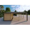 Abri voiture en bois DOUBLE avec remise 6x7, 44mm, côté gauche