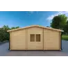 Abri voiture en bois DOUBLE avec remise 6x7, 44mm, vue arrière