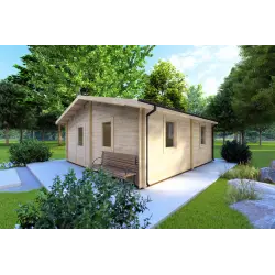 Chalet en bois IRMA 6x6 44mm, façade côté droit