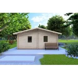 Chalet en bois IRMA 6x6 44mm, vue frontale