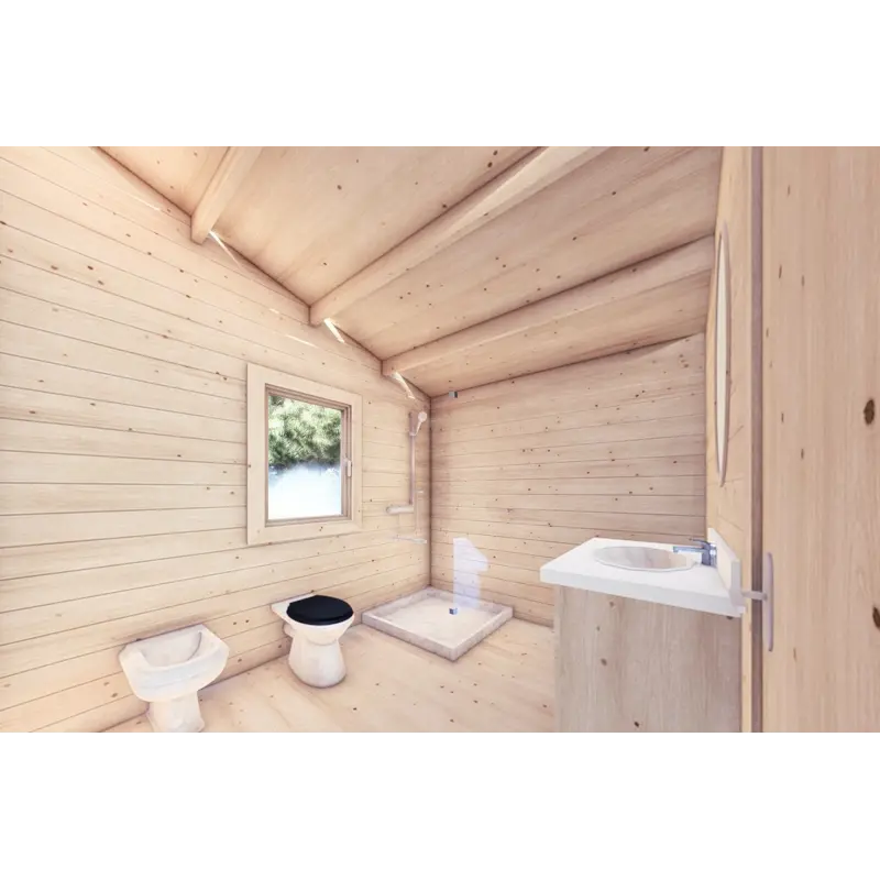 Chalet bois DALIA 6x8 44mm, intérieur salle de bains