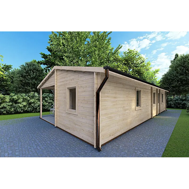 Véranda bois ALMA 6x12 44mm, façade côté droit