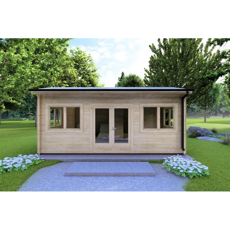 Abris de jardin en bois CAMILLA 5.5x4.2 44mm, vue frontale