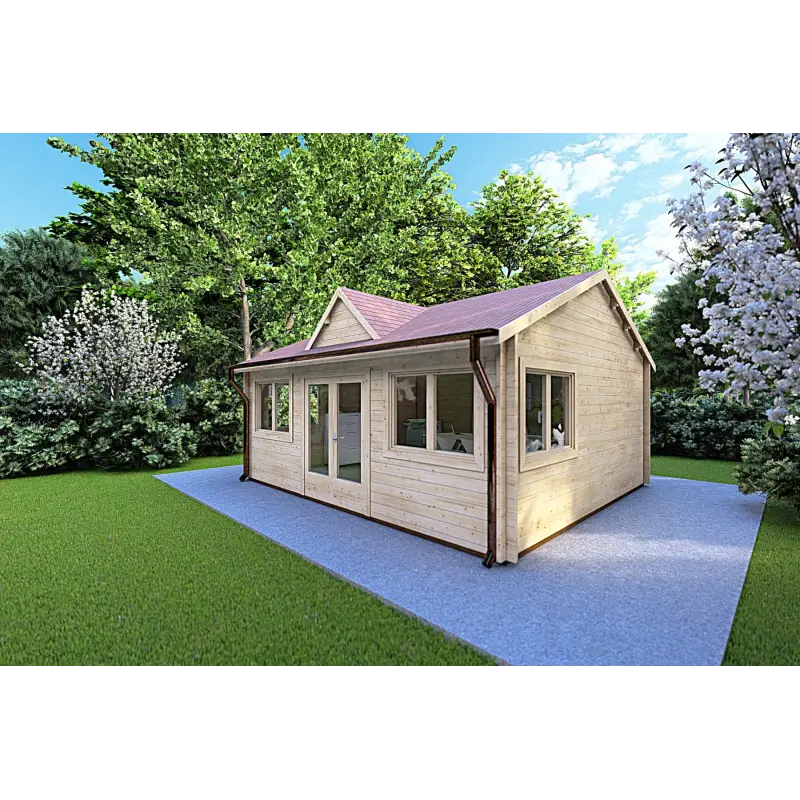 Maison en bois de jardin VIOLA 6x5.2 44mm, façade côté droit