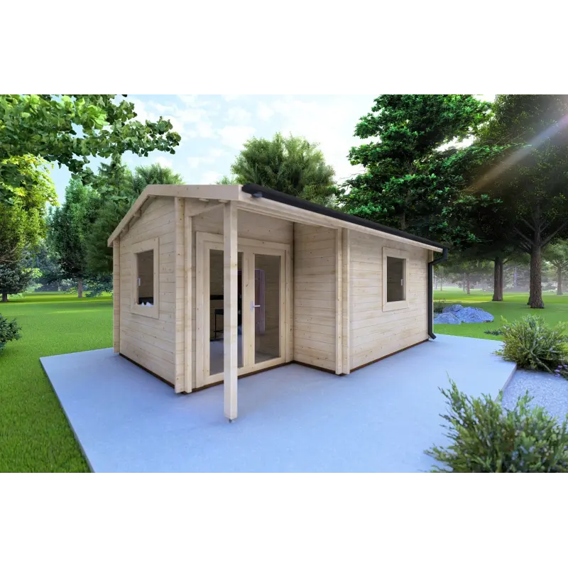 Remise en bois SONIA 6x4 44mm, façade côté gauche