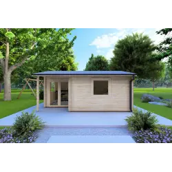 Remise en bois SONIA 6x4 44mm, vue frontale