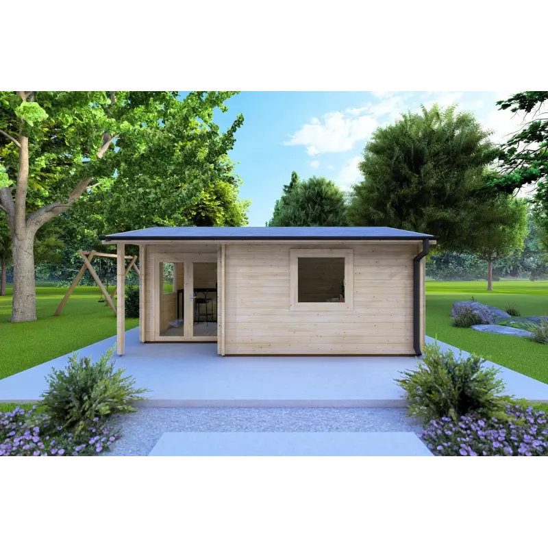 Remise en bois SONIA 6x4 44mm, vue frontale