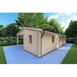 Maison en bois ALMA 6x11, 44/100/44 mm, façade côté droit