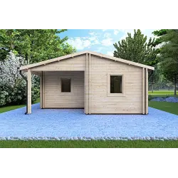 Maison en bois ALMA 6x11, 44/100/44 mm, vue frontale