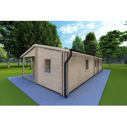 Maison isolée ALMA 6x12, 44/100/44 mm, façade côté droit