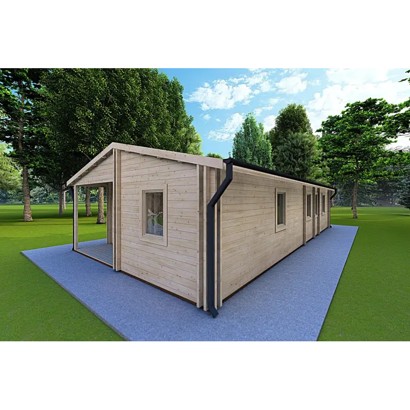 Maison isolée ALMA 6x12, 44/100/44 mm, façade côté droit