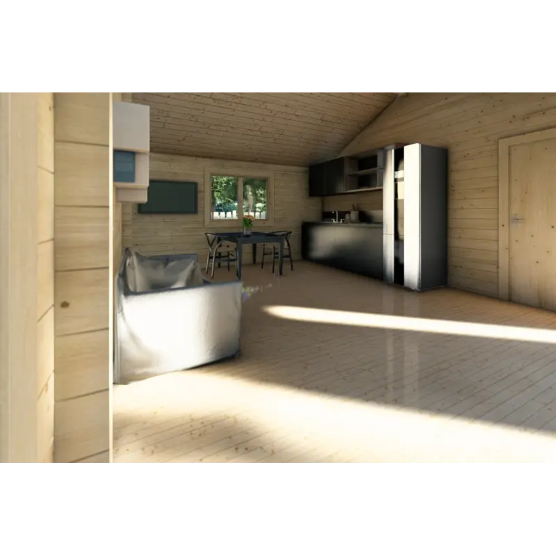 Maison en bois NOEMI 10x6 44/100/44 mm, espace de vie ouvert