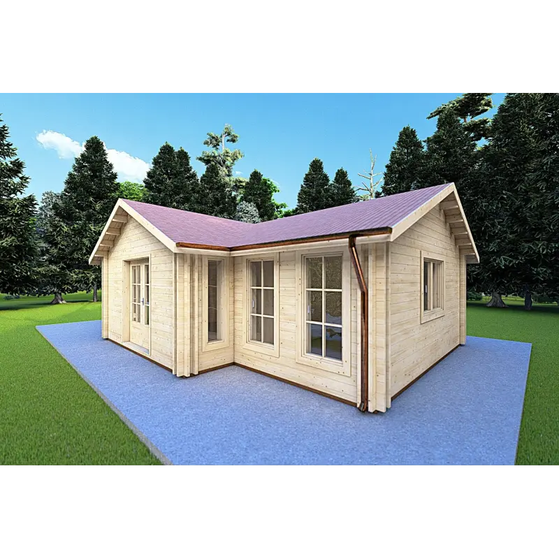 Maison en bois NOEMI 10x6 44/100/44 mm, façade côté droit