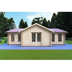 Maison en bois NOEMI 10x6 44/100/44 mm, vue frontale