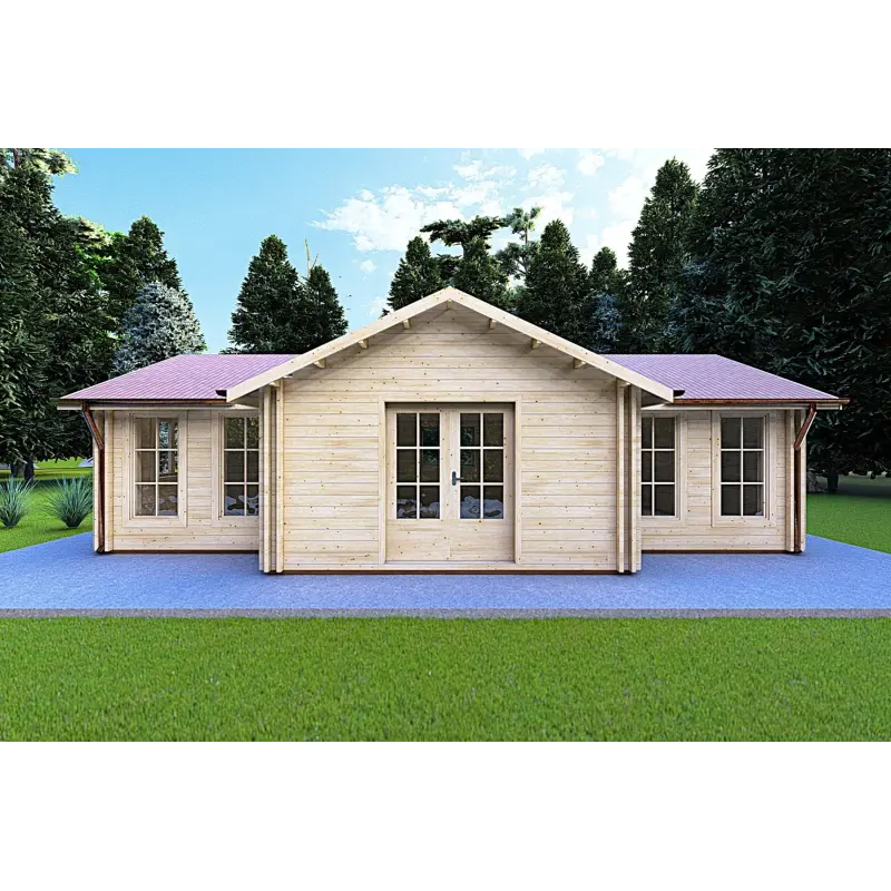 Maison en bois NOEMI 10x6 44/100/44 mm, vue frontale