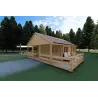 Maison en bois SMERALDA 6x6, 36 m² avec mezzanine accessible et terrasse 19 m², 44/100/44 mm, façade côté droit
