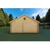 Maison en bois SMERALDA 6x6, 36 m² avec mezzanine accessible et terrasse 19 m², 44/100/44 mm, vue arrière