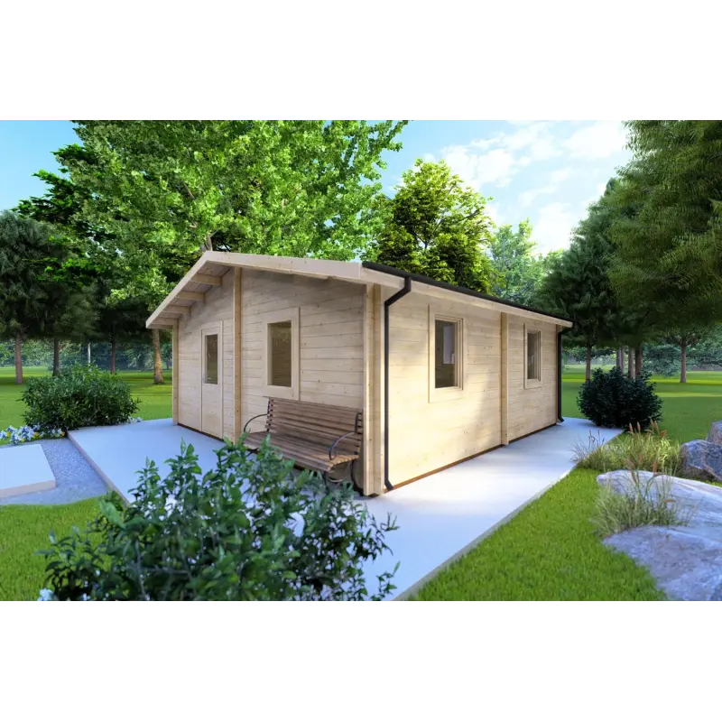 Maison en bois isolée IRMA 6x6, 44/100/44 mm, façade côté droit