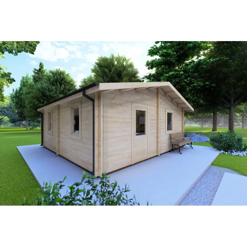 Maison en bois isolée IRMA 6x6, 44/100/44 mm, côté gauche