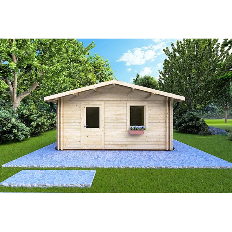 Maison en bois DALIA 5x7, 44/100/44 mm, vue frontale