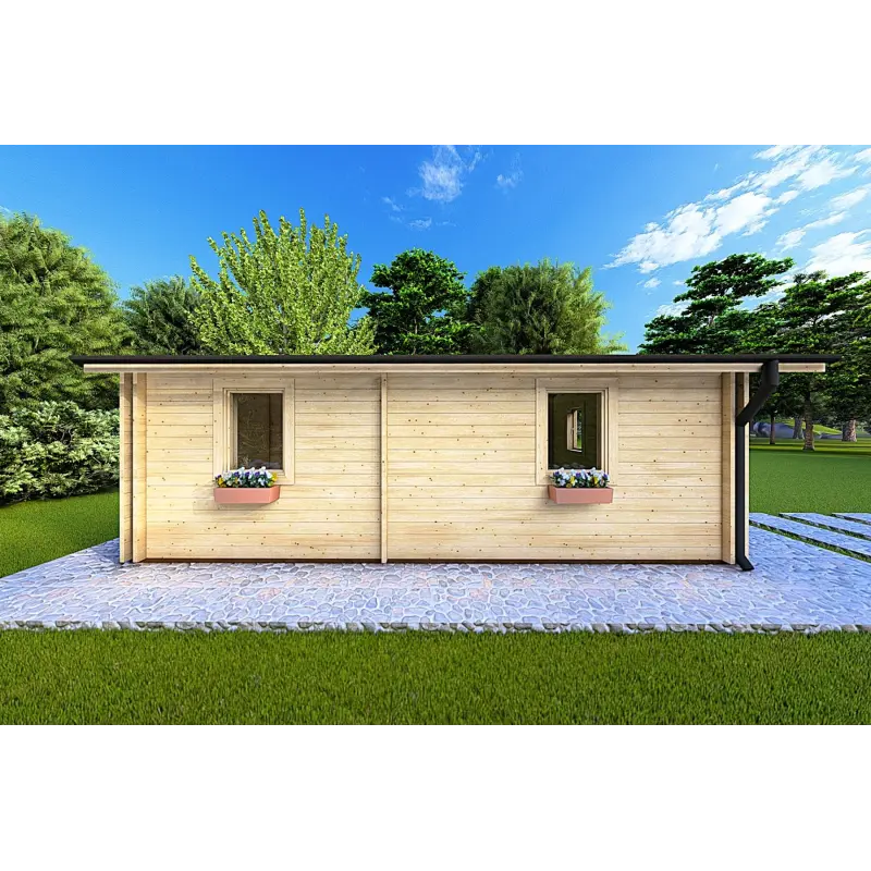 Maison en bois isolée DALIA 6x8, 44/100/44 mm, côté gauche