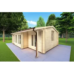 Maison en bois ADELE 8x6, 44/100/44 mm, façade côté droit