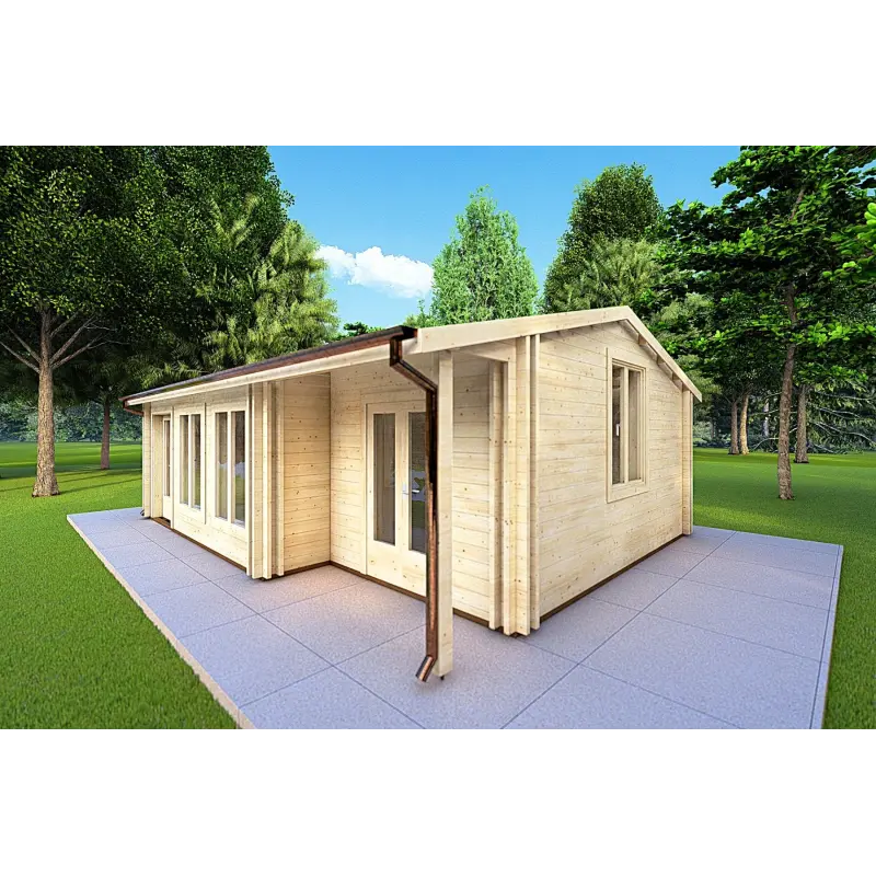 Maison en bois ADELE 8x6, 44/100/44 mm, façade côté droit