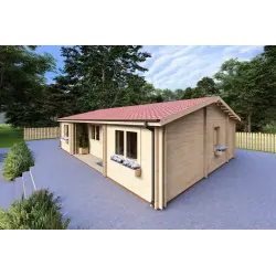 Maison en bois isolée GIADA 10x7.20, 44/100/44 mm, façade côté droit