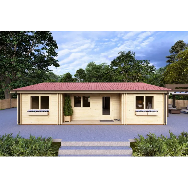 Maison en bois isolée GIADA 10x7.20, 44/100/44 mm, vue frontale
