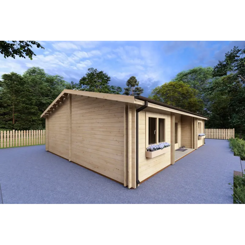 Maison en bois isolée GIADA 10x7.20, 44/100/44 mm, façade côté gauche
