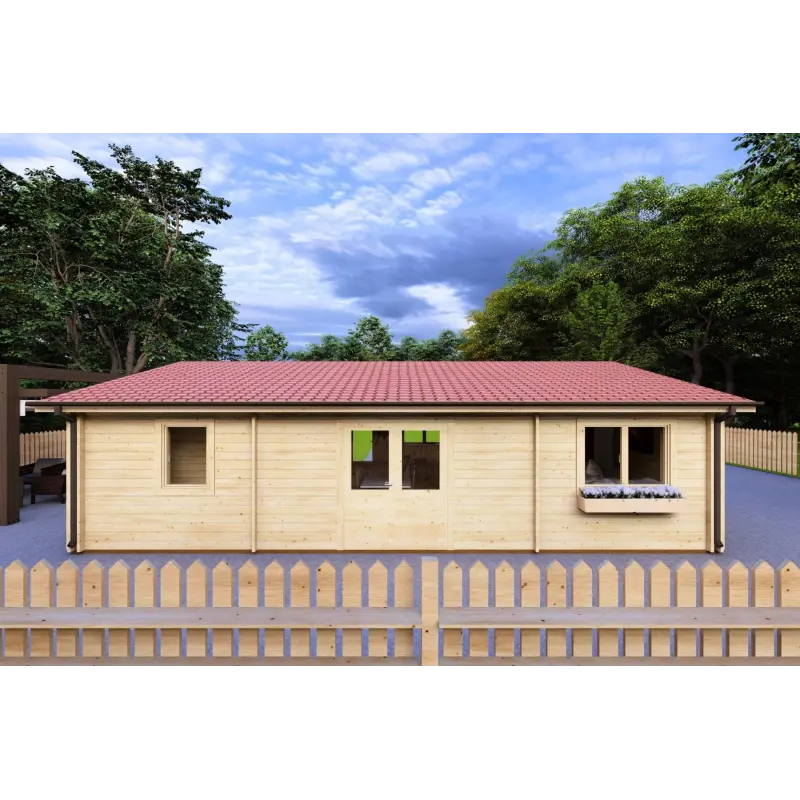 Maison en bois isolée GIADA 10x7.20, 44/100/44 mm, vue arrière