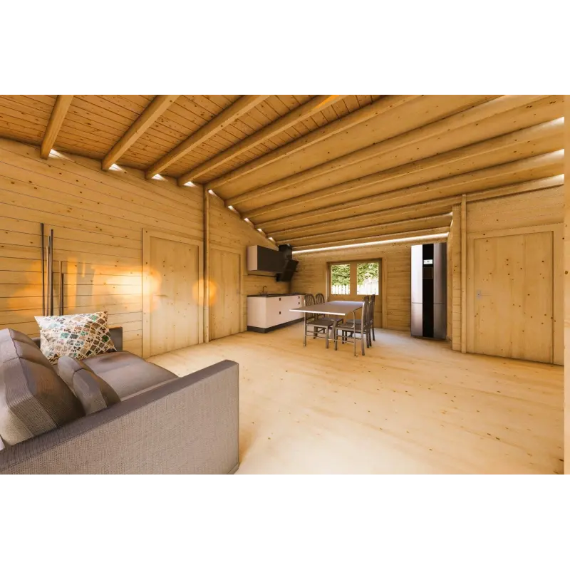 Maison en bois isolée GIADA 10x7.20, 44/100/44 mm, espace de vie ouvert