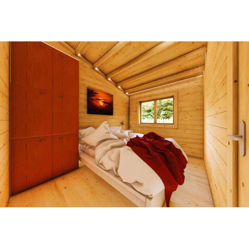 Maison en bois isolée GIADA 10x7.20, 44/100/44 mm, intérieur chambre principale