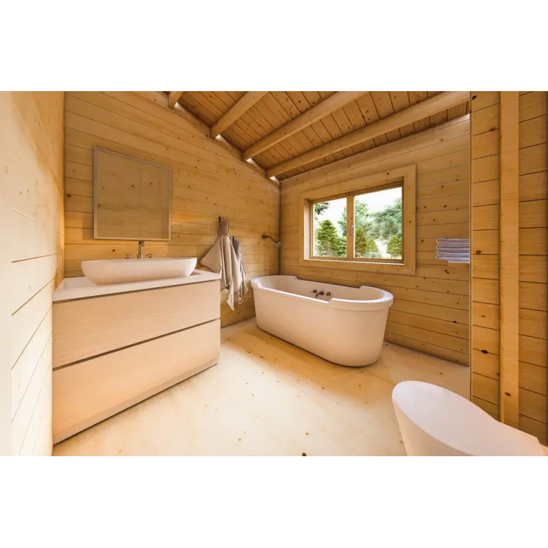 Maison en bois isolée GIADA 10x7.20, 44/100/44 mm, intérieur salle de bains