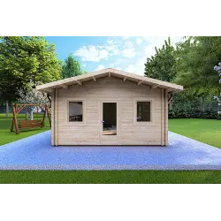 Maison en bois isolée LARA 6x8, 44/100/44 mm, vue frontale