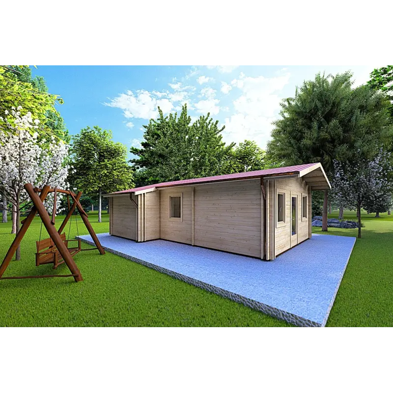 Maison en bois isolée LARA 6x8, 44/100/44 mm, côté gauche