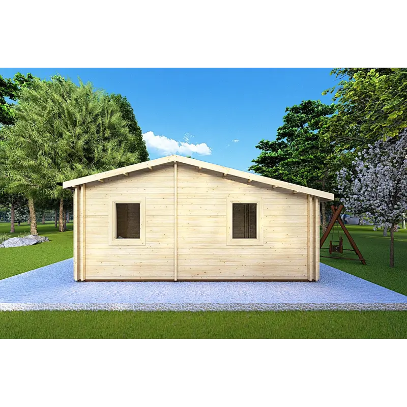 Maison en bois isolée LARA 6x8, 44/100/44 mm, vue arrière