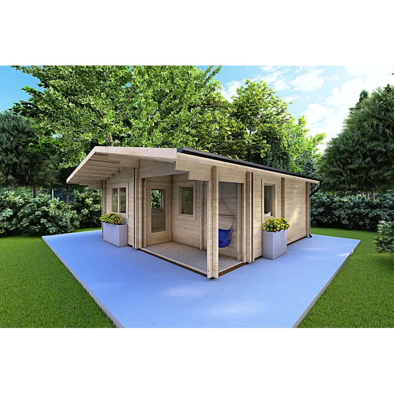 Maison isolée ELBA 6x6, 44/100/44 mm, façade côté droit