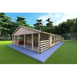 Maison en bois FIRENZE 8x12, 44/100/44 mm, façade côté droit