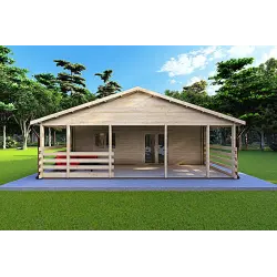 Maison en bois FIRENZE 8x12, 44/100/44 mm, vue frontale