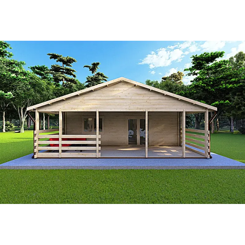 Maison en bois FIRENZE 8x12, 44/100/44 mm, vue frontale