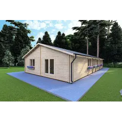 Maison isolée en bois NIZZA 8x14.5, 44/100/44 mm, façade côté droit