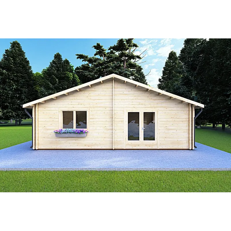 Maison isolée en bois NIZZA 8x14.5, 44/100/44 mm, vue frontale