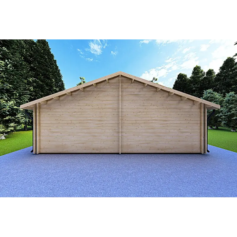 Maison isolée en bois NIZZA 8x14.5, 44/100/44 mm, vue arrière