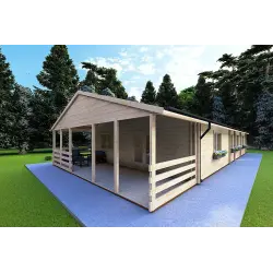 Maison en bois SOFIA 8x14.50, 44/100/44 mm, façade côté droit