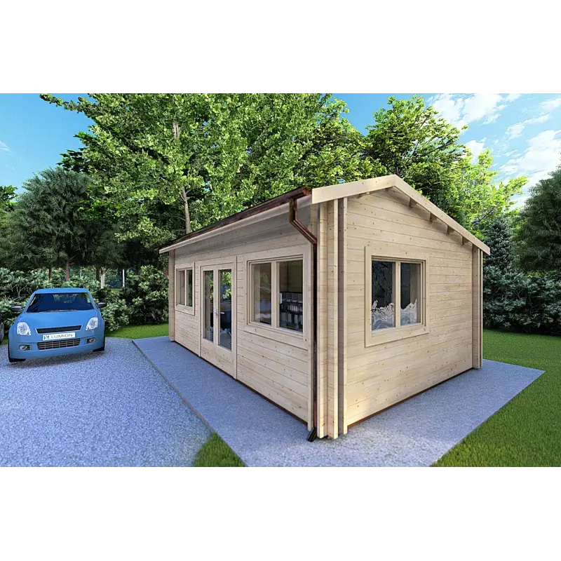 Maison en bois isolée CAMILLA 5.5x4.2 44mm, façade côté droit
