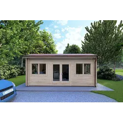 Maison en bois isolée CAMILLA 5.5x4.2 44mm, vue frontale